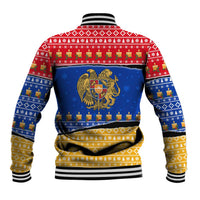 Armenia Christmas Baseball Jacket with Shnorhavor Surb Tsnund Lions Flag Colors and Coat of Arms - Wonder Print Shop