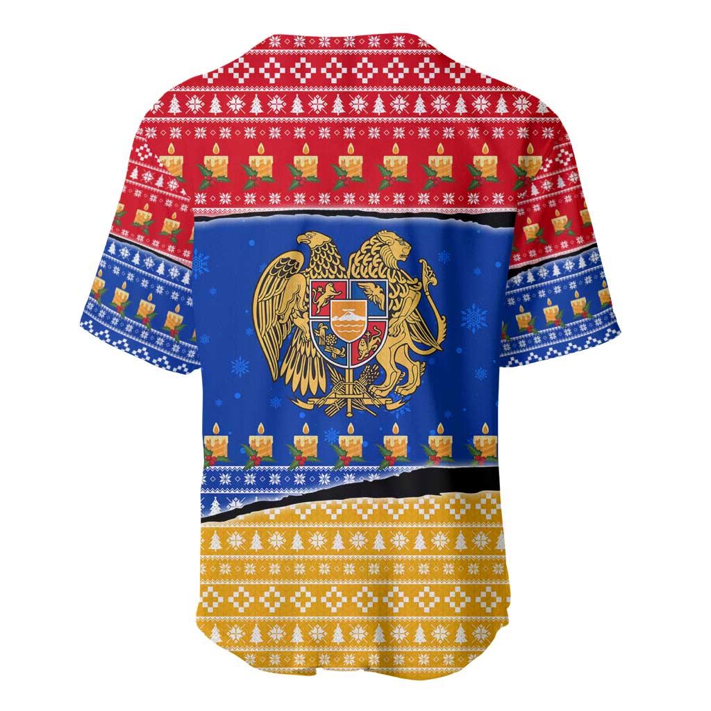 Armenia Christmas Baseball Jersey with Shnorhavor Surb Tsnund Lions Flag Colors and Coat of Arms - Wonder Print Shop