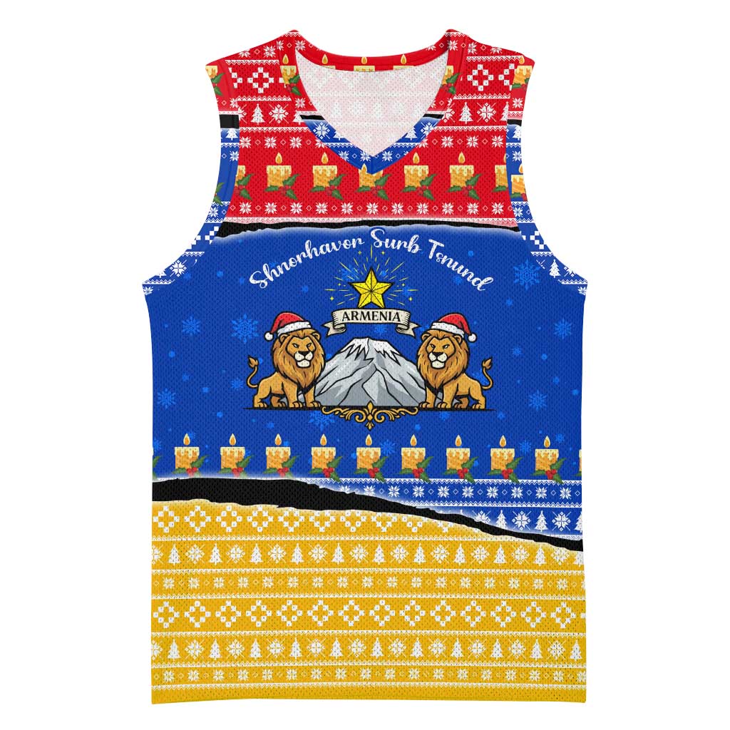 Armenia Christmas Basketball Jersey with Shnorhavor Surb Tsnund Lions Flag Colors and Coat of Arms - Wonder Print Shop
