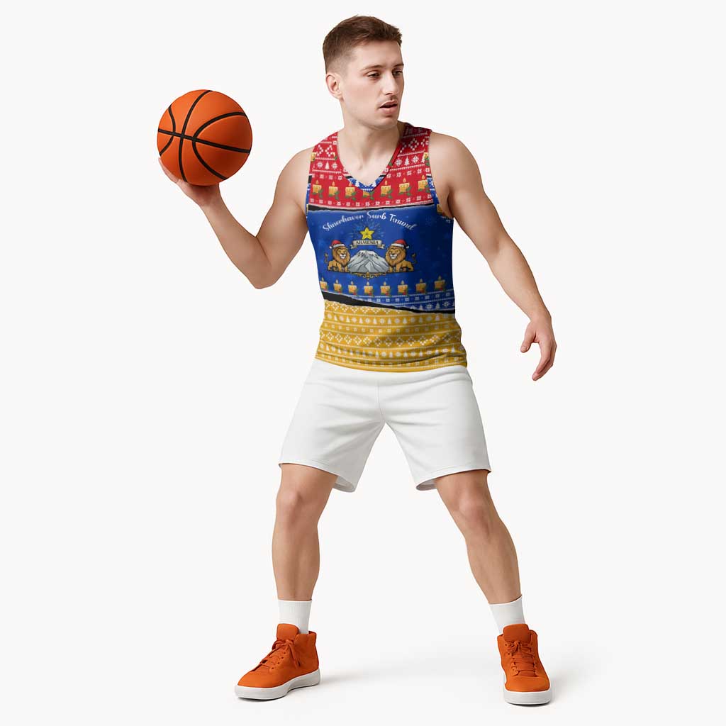 Armenia Christmas Basketball Jersey with Shnorhavor Surb Tsnund Lions Flag Colors and Coat of Arms - Wonder Print Shop