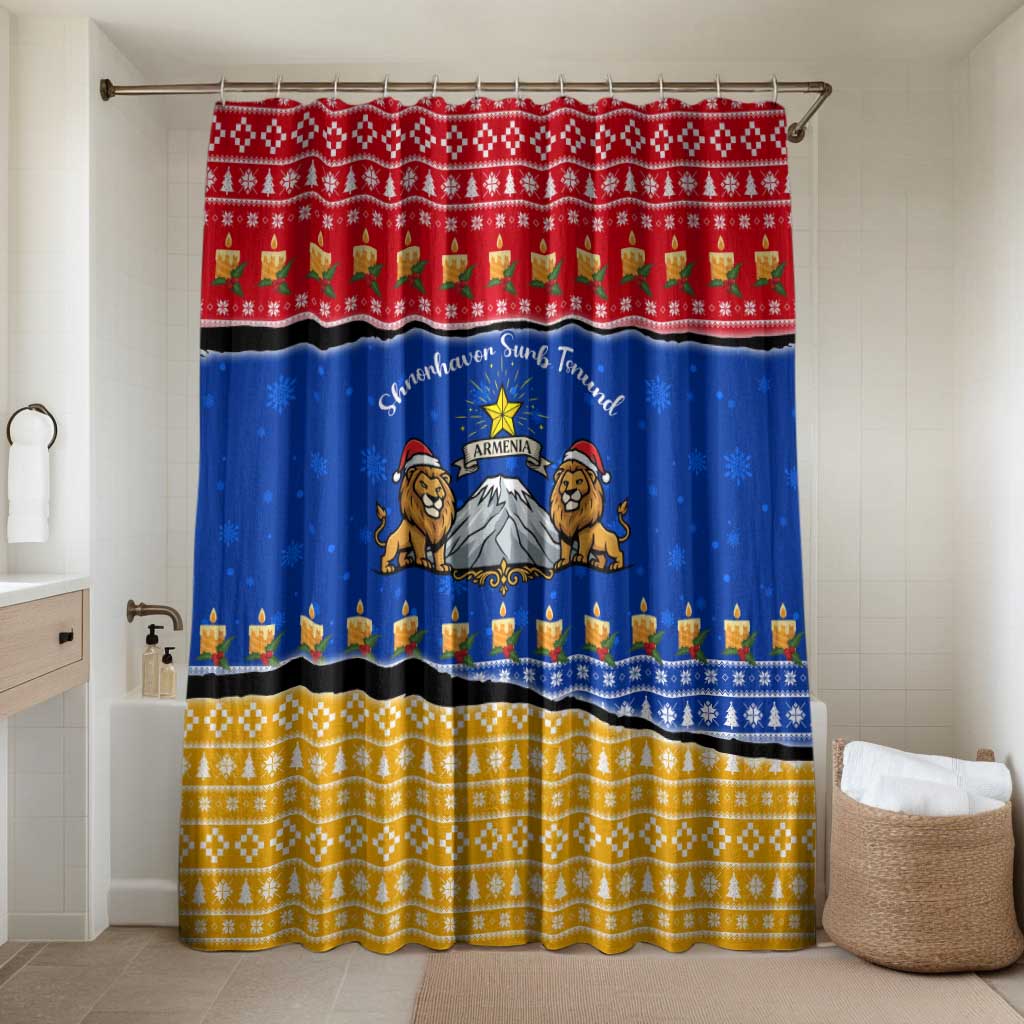 Armenia Christmas Bathroom Set with Shnorhavor Surb Tsnund Lions Flag Colors and Coat of Arms - Wonder Print Shop