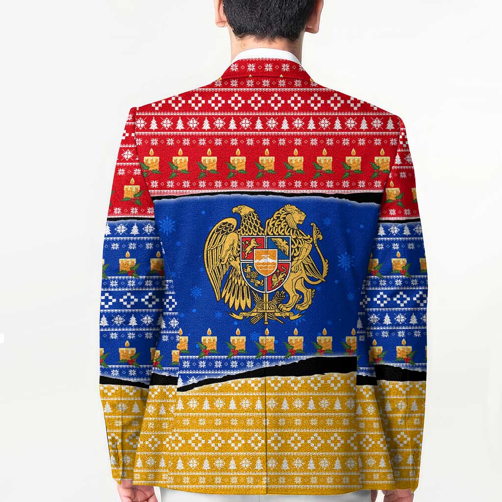 Armenia Christmas Blazer with Shnorhavor Surb Tsnund Lions Flag Colors and Coat of Arms - Wonder Print Shop