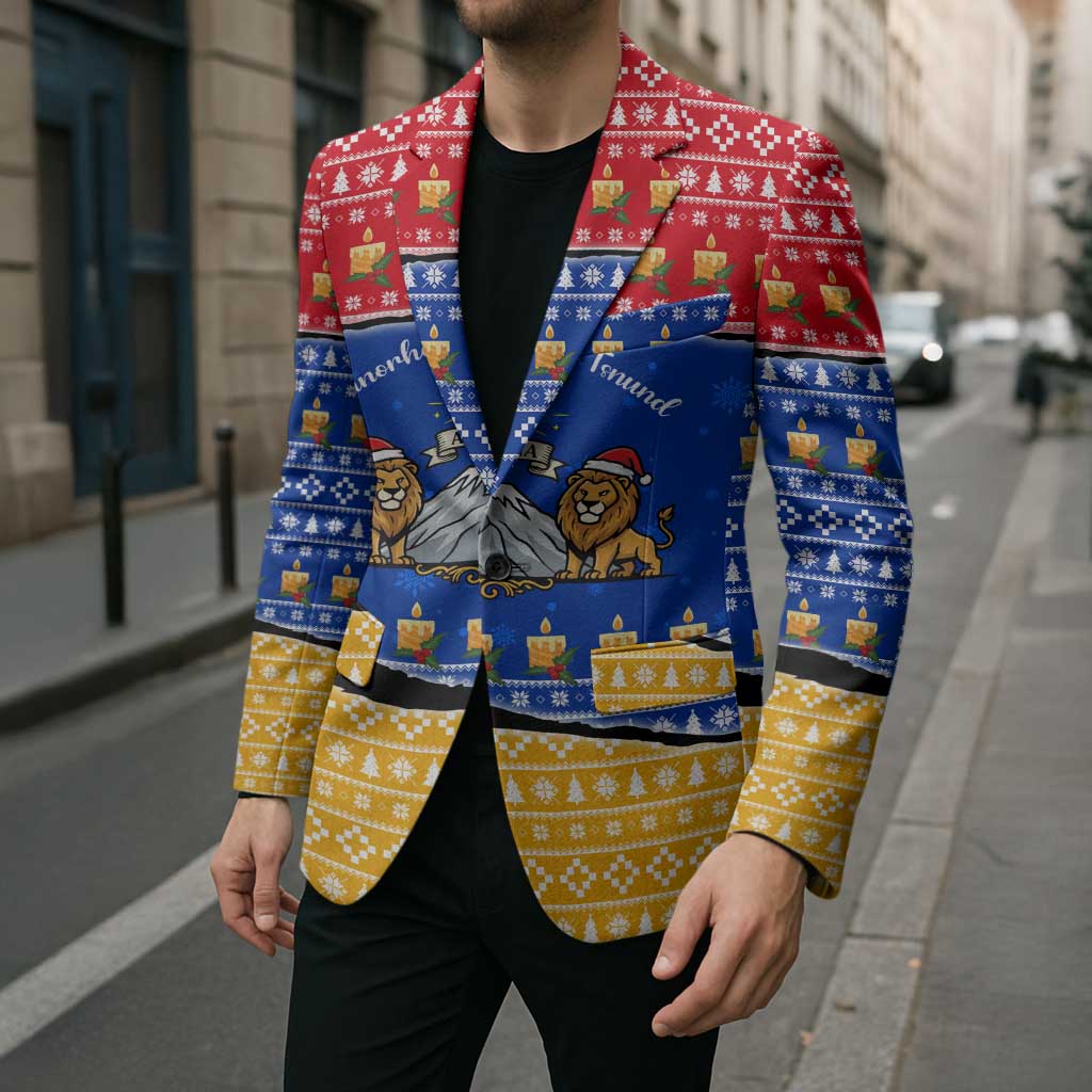 Armenia Christmas Blazer with Shnorhavor Surb Tsnund Lions Flag Colors and Coat of Arms - Wonder Print Shop