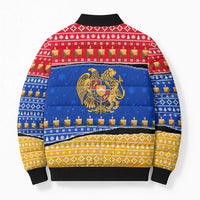 Armenia Christmas Bomber Puffer Jacket with Shnorhavor Surb Tsnund Lions Flag Colors and Coat of Arms - Wonder Print Shop