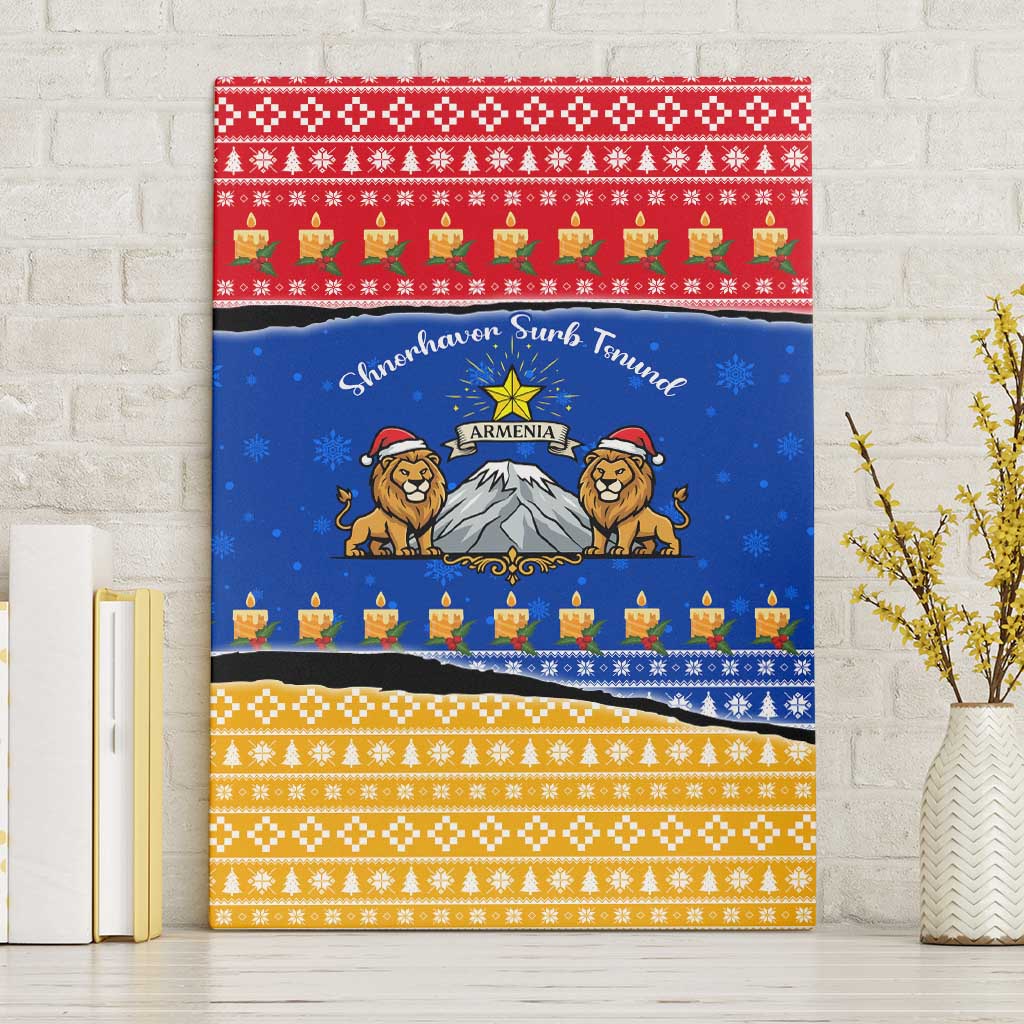 Armenia Christmas Canvas Wall Art with Shnorhavor Surb Tsnund Lions Flag Colors and Coat of Arms - Wonder Print Shop