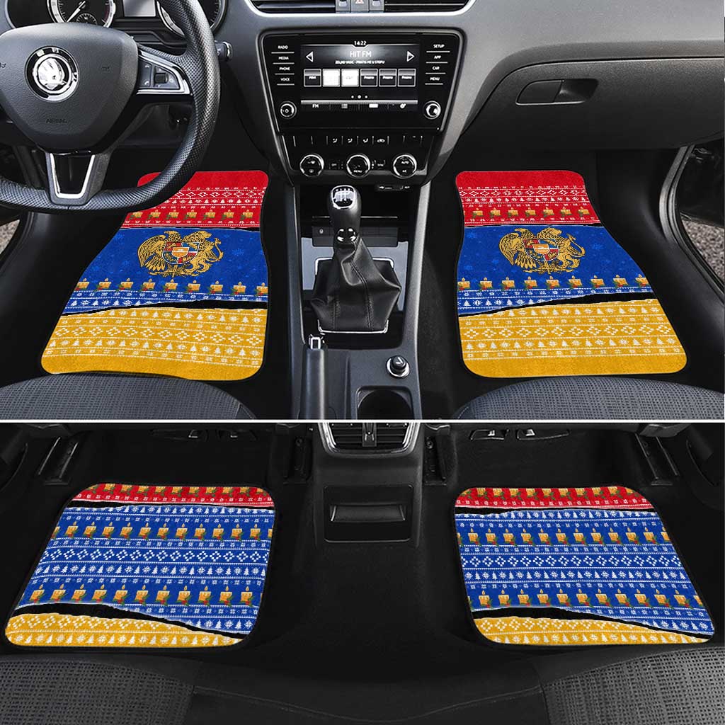 Armenia Christmas Car Mats with Shnorhavor Surb Tsnund Lions Flag Colors and Coat of Arms - Wonder Print Shop