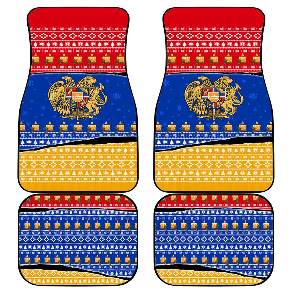 Armenia Christmas Car Mats with Shnorhavor Surb Tsnund Lions Flag Colors and Coat of Arms - Wonder Print Shop