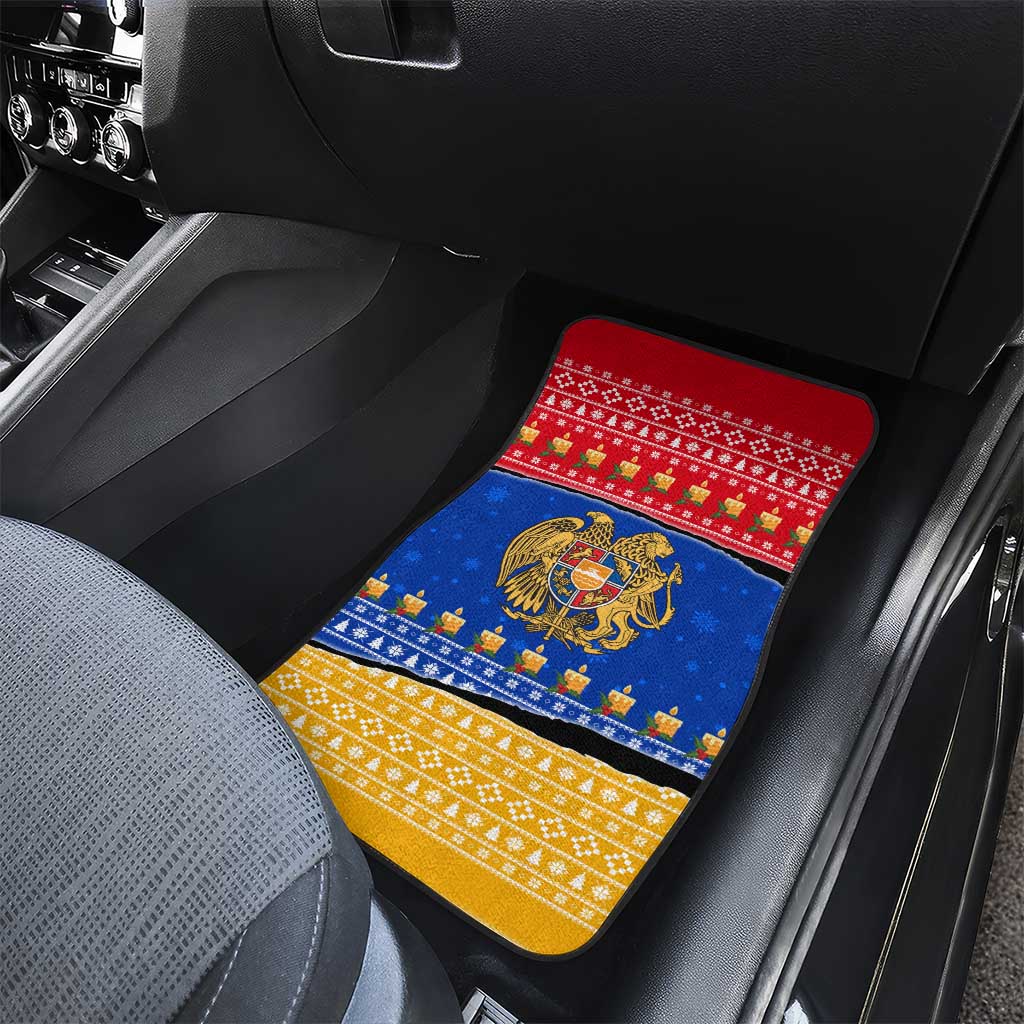 Armenia Christmas Car Mats with Shnorhavor Surb Tsnund Lions Flag Colors and Coat of Arms - Wonder Print Shop