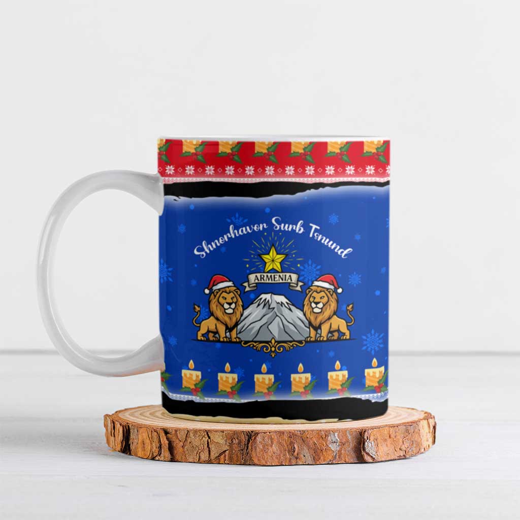 Armenia Christmas Ceramic Mug with Shnorhavor Surb Tsnund Lions Flag Colors and Coat of Arms - Wonder Print Shop