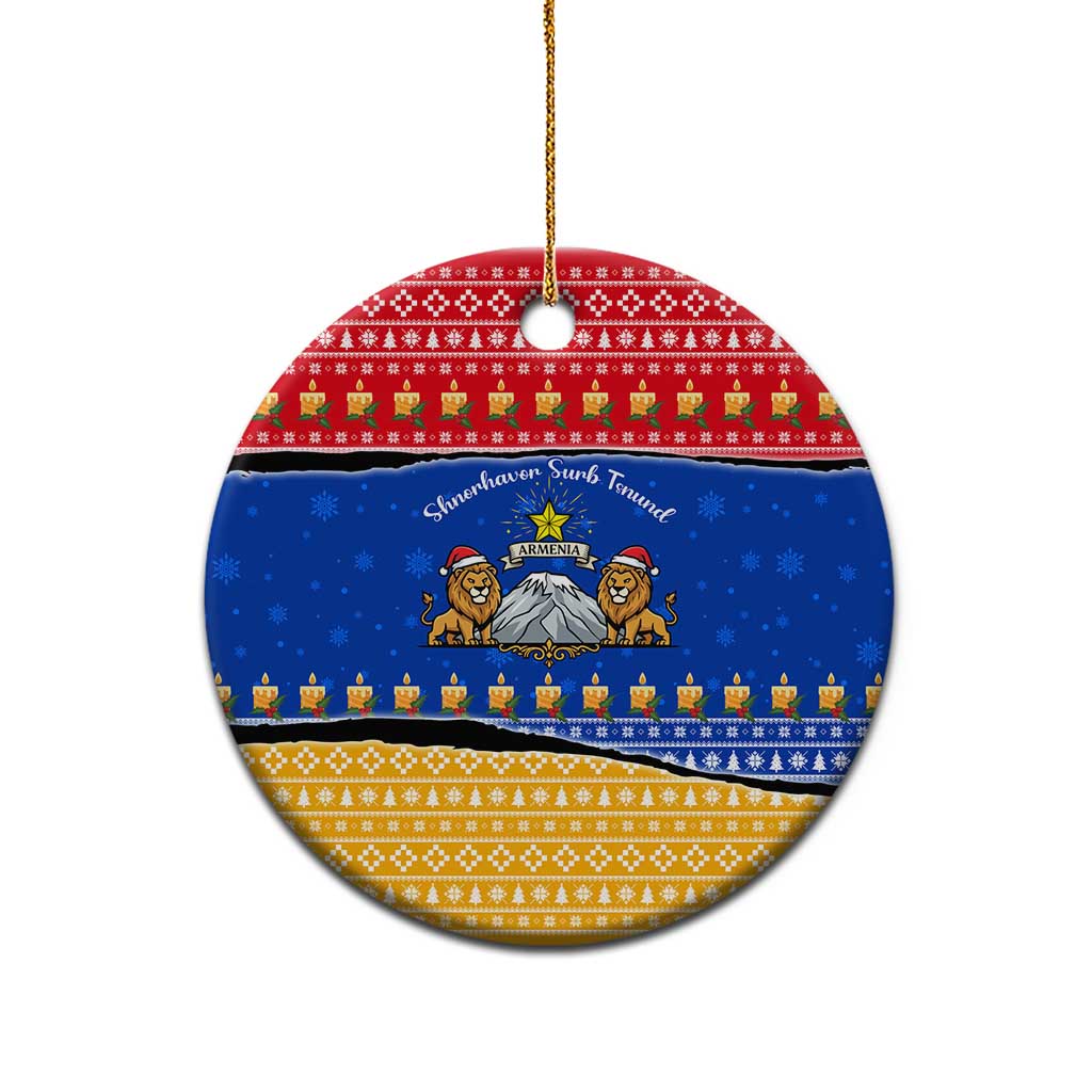 Armenia Christmas Ceramic Ornament with Shnorhavor Surb Tsnund Lions Flag Colors and Coat of Arms - Wonder Print Shop