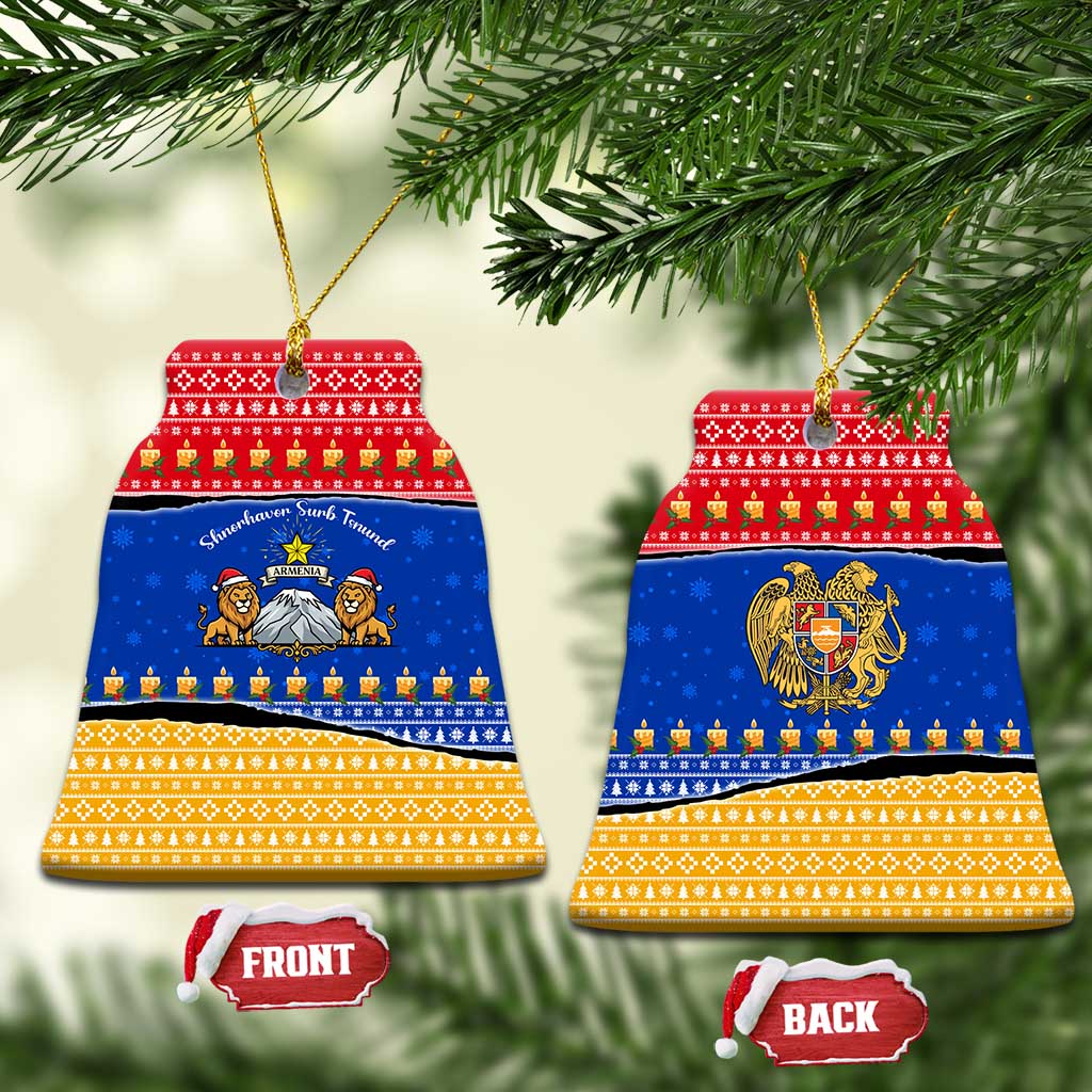 Armenia Christmas Ceramic Ornament with Shnorhavor Surb Tsnund Lions Flag Colors and Coat of Arms - Wonder Print Shop