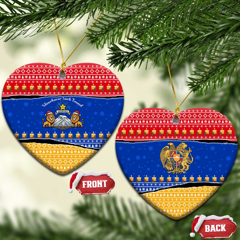 Armenia Christmas Ceramic Ornament with Shnorhavor Surb Tsnund Lions Flag Colors and Coat of Arms - Wonder Print Shop