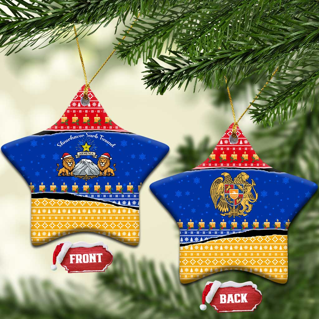 Armenia Christmas Ceramic Ornament with Shnorhavor Surb Tsnund Lions Flag Colors and Coat of Arms - Wonder Print Shop