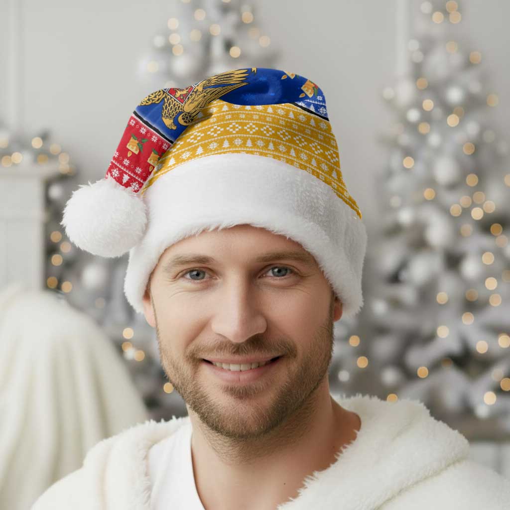 Armenia Christmas Santa Hat with Shnorhavor Surb Tsnund Lions Flag Colors and Coat of Arms - Wonder Print Shop