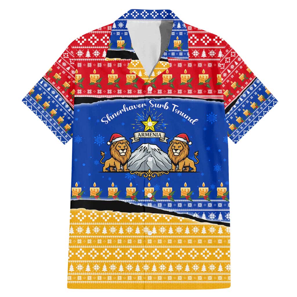 Armenia Christmas Family Matching Mermaid Dress and Hawaiian Shirt with Shnorhavor Surb Tsnund Lions Flag Colors and Coat of Arms - Wonder Print Shop