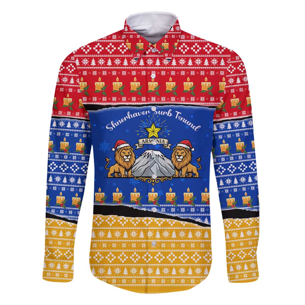 Armenia Christmas Family Matching Mermaid Dress and Hawaiian Shirt with Shnorhavor Surb Tsnund Lions Flag Colors and Coat of Arms - Wonder Print Shop