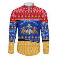 Armenia Christmas Family Matching Short Sleeve Bodycon Dress and Hawaiian Shirt with Shnorhavor Surb Tsnund Lions Flag Colors and Coat of Arms - Wonder Print Shop