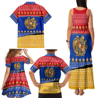 Armenia Christmas Family Matching Tank Maxi Dress and Hawaiian Shirt with Shnorhavor Surb Tsnund Lions Flag Colors and Coat of Arms - Wonder Print Shop