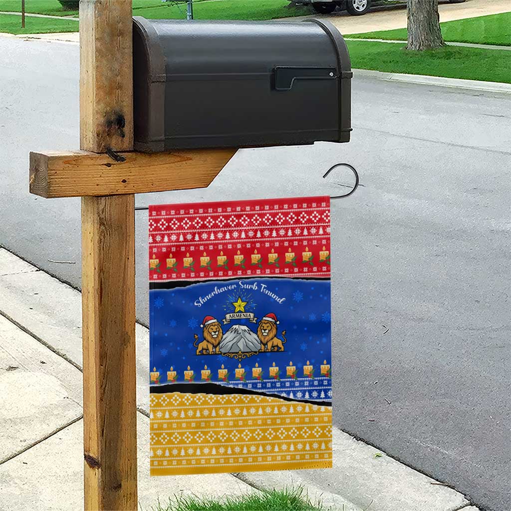 Armenia Christmas Garden Flag with Shnorhavor Surb Tsnund Lions Flag Colors and Coat of Arms - Wonder Print Shop