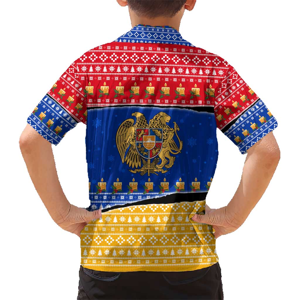 Armenia Christmas Hawaiian Shirt with Shnorhavor Surb Tsnund Lions Flag Colors and Coat of Arms - Wonder Print Shop