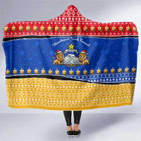 Armenia Christmas Hooded Blanket with Shnorhavor Surb Tsnund Lions Flag Colors and Coat of Arms - Wonder Print Shop