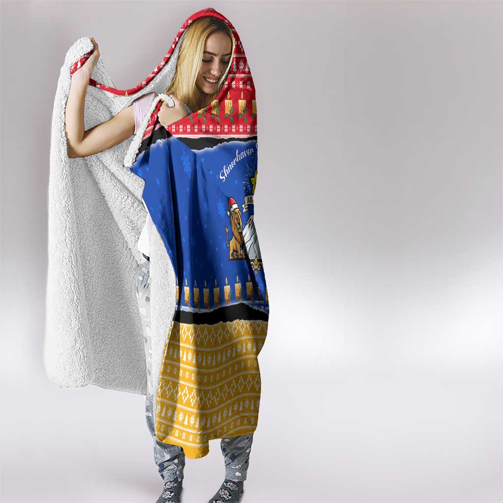 Armenia Christmas Hooded Blanket with Shnorhavor Surb Tsnund Lions Flag Colors and Coat of Arms - Wonder Print Shop