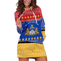 Armenia Christmas Hoodie Dress with Shnorhavor Surb Tsnund Lions Flag Colors and Coat of Arms - Wonder Print Shop