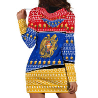 Armenia Christmas Hoodie Dress with Shnorhavor Surb Tsnund Lions Flag Colors and Coat of Arms - Wonder Print Shop