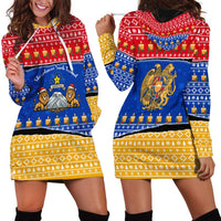Armenia Christmas Hoodie Dress with Shnorhavor Surb Tsnund Lions Flag Colors and Coat of Arms - Wonder Print Shop