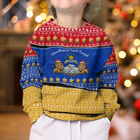 Armenia Christmas Kid Ugly Christmas Sweater with Shnorhavor Surb Tsnund Lions Flag Colors and Coat of Arms - Wonder Print Shop