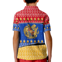 Armenia Christmas Kid Polo Shirt with Shnorhavor Surb Tsnund Lions Flag Colors and Coat of Arms - Wonder Print Shop