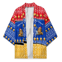 Armenia Christmas Kimono with Shnorhavor Surb Tsnund Lions Flag Colors and Coat of Arms - Wonder Print Shop
