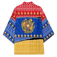 Armenia Christmas Kimono with Shnorhavor Surb Tsnund Lions Flag Colors and Coat of Arms - Wonder Print Shop