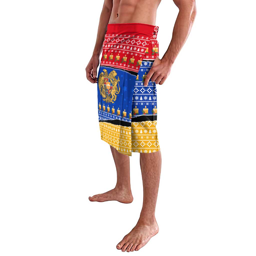 Armenia Christmas Lavalava with Shnorhavor Surb Tsnund Lions Flag Colors and Coat of Arms - Wonder Print Shop