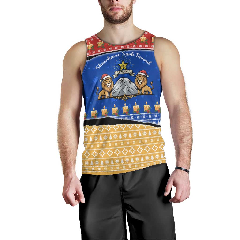 Armenia Christmas Men Tank Top with Shnorhavor Surb Tsnund Lions Flag Colors and Coat of Arms - Wonder Print Shop