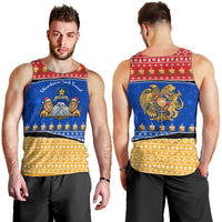 Armenia Christmas Men Tank Top with Shnorhavor Surb Tsnund Lions Flag Colors and Coat of Arms - Wonder Print Shop