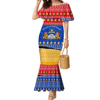 Armenia Christmas Mermaid Dress with Shnorhavor Surb Tsnund Lions Flag Colors and Coat of Arms - Wonder Print Shop