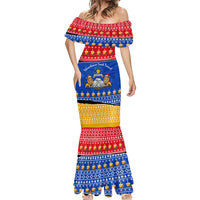 Armenia Christmas Mermaid Dress with Shnorhavor Surb Tsnund Lions Flag Colors and Coat of Arms - Wonder Print Shop