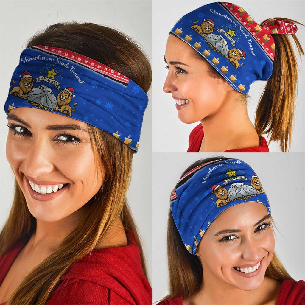 Armenia Christmas Neck Gaiter with Shnorhavor Surb Tsnund Lions Flag Colors and Coat of Arms - Wonder Print Shop