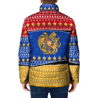 Armenia Christmas Padded Jacket with Shnorhavor Surb Tsnund Lions Flag Colors and Coat of Arms - Wonder Print Shop