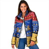 Armenia Christmas Padded Jacket with Shnorhavor Surb Tsnund Lions Flag Colors and Coat of Arms - Wonder Print Shop