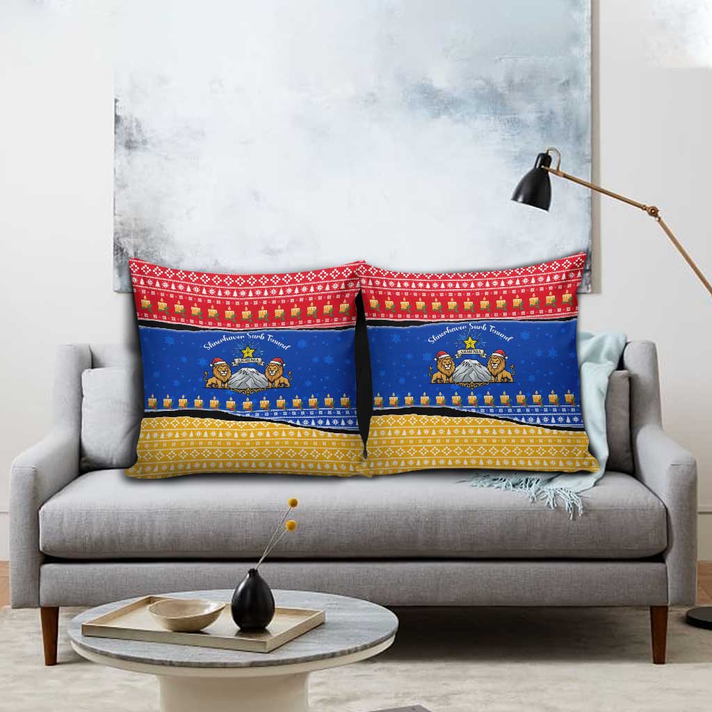 Armenia Christmas Pillow Cover with Shnorhavor Surb Tsnund Lions Flag Colors and Coat of Arms - Wonder Print Shop