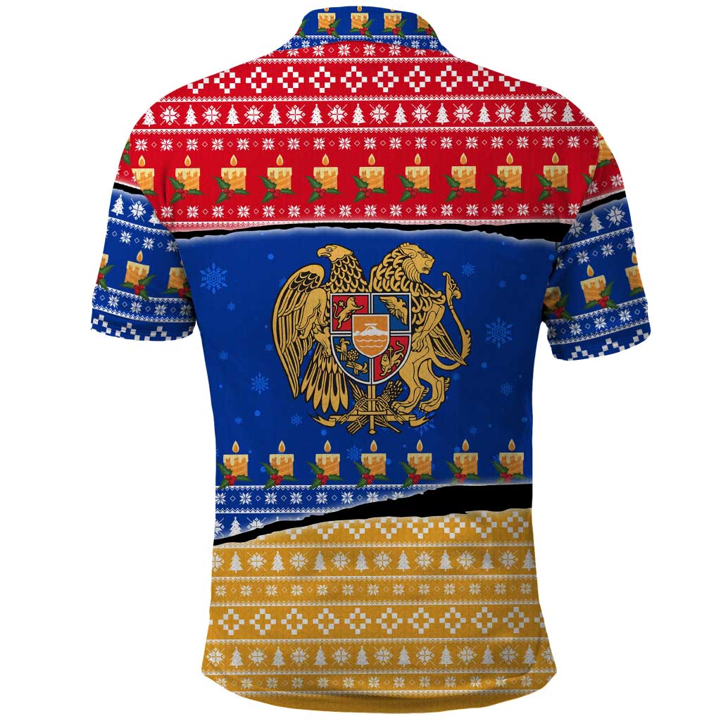 Armenia Christmas Polo Shirt with Shnorhavor Surb Tsnund Lions Flag Colors and Coat of Arms - Wonder Print Shop