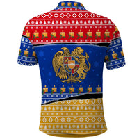 Armenia Christmas Polo Shirt with Shnorhavor Surb Tsnund Lions Flag Colors and Coat of Arms - Wonder Print Shop
