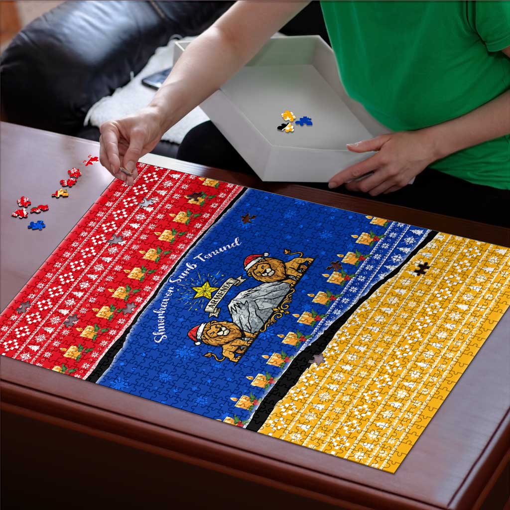 Armenia Christmas Puzzle with Shnorhavor Surb Tsnund Lions Flag Colors and Coat of Arms - Wonder Print Shop