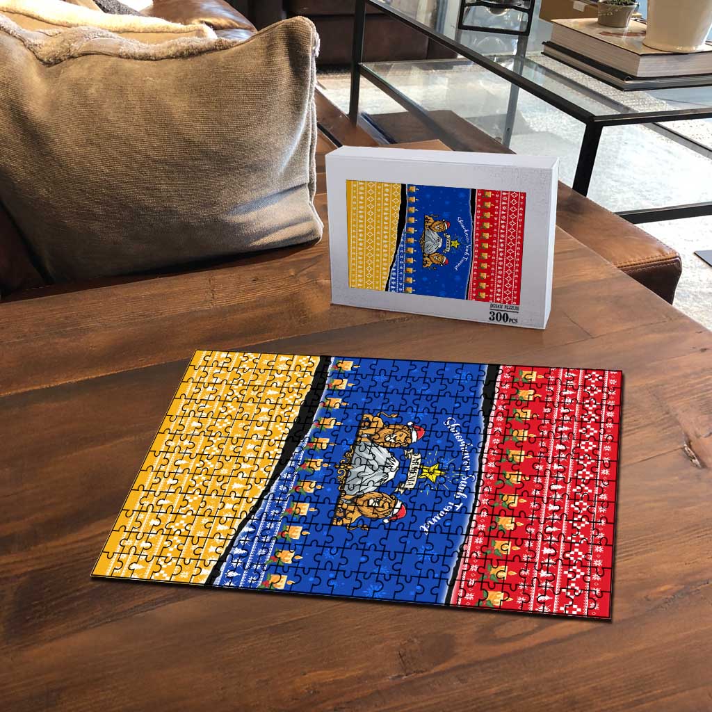 Armenia Christmas Puzzle with Shnorhavor Surb Tsnund Lions Flag Colors and Coat of Arms - Wonder Print Shop