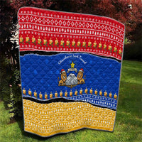 Armenia Christmas Quilt with Shnorhavor Surb Tsnund Lions Flag Colors and Coat of Arms - Wonder Print Shop