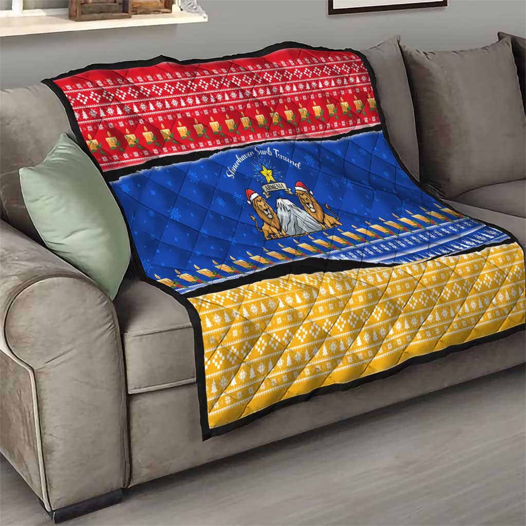 Armenia Christmas Quilt with Shnorhavor Surb Tsnund Lions Flag Colors and Coat of Arms - Wonder Print Shop