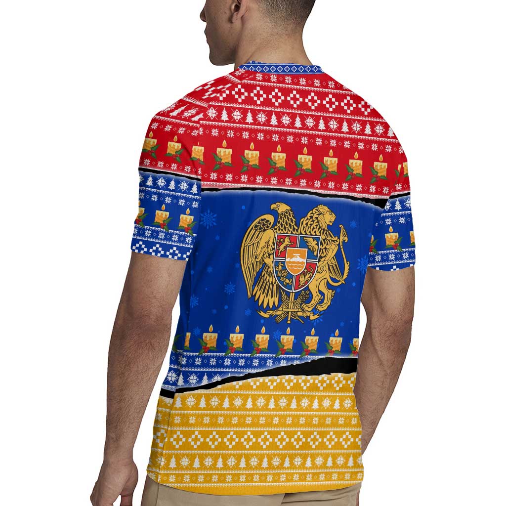 Armenia Christmas Rugby Jersey with Shnorhavor Surb Tsnund Lions Flag Colors and Coat of Arms - Wonder Print Shop