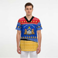 Armenia Christmas Scrub Top with Shnorhavor Surb Tsnund Lions Flag Colors and Coat of Arms - Wonder Print Shop